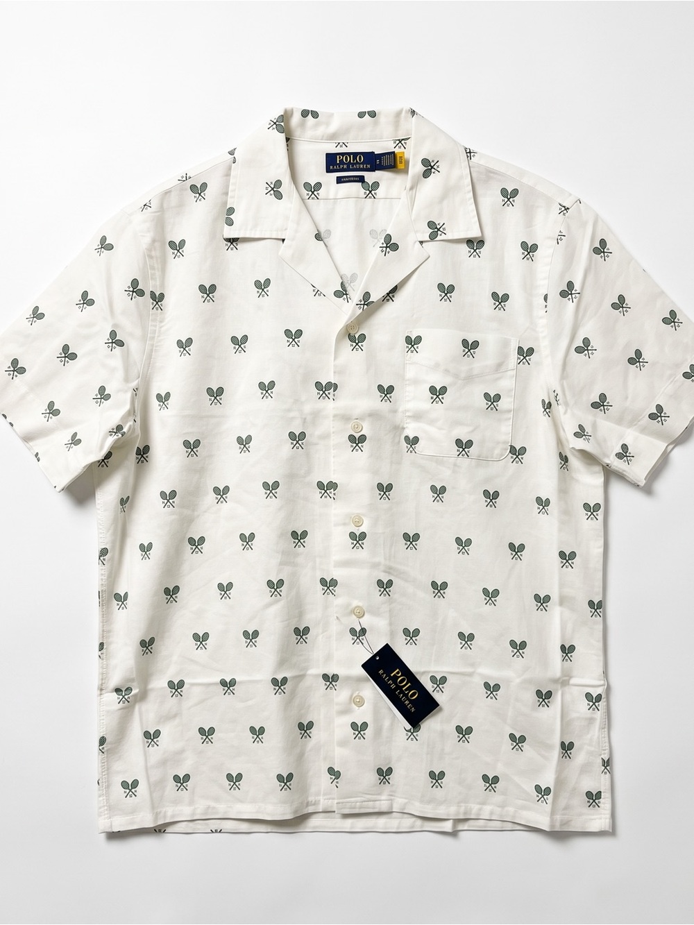 Polo Ralph Lauren Country Club Shirt Men’s L White Green RL Print Cotton